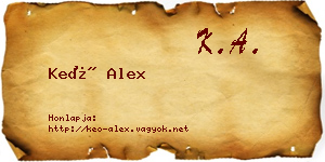 Keő Alex névjegykártya